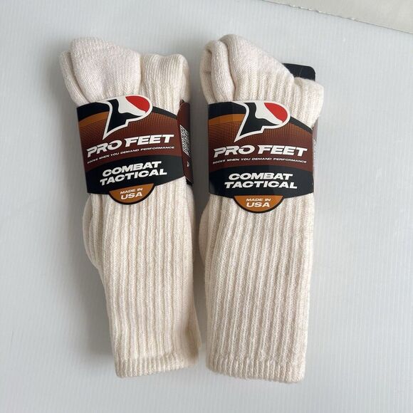 Pro Feet 2 Pairs of Beige Combat Tactical Socks Mens Large Wool Blend Reinforced - Picture 2 of 6